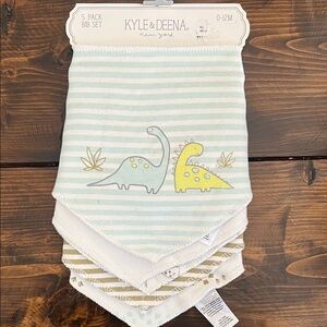 Kyle & Deena Dinosaur Bib Set - Green and Yellow